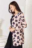 Double Take Printed Button Front Longline Cardigan