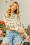 BiBi Dolman Sleeve Flower Crochet Lace Cover Up