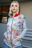 Blumin Apparel Full Size Floral Zip Up Hoodie