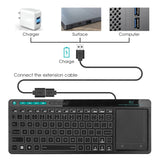 Rii K18+  Wireless 3-LED Color Backlit Multimedia Keyboard with Multi-Touch Big Size Trackpad,Rechargable Keyboard for Android TV Box,PC,Smart TV,Xbox,Raspberry Pi, HTPC IPTV,Windows, MacOS