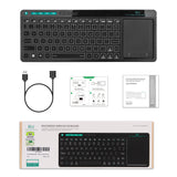 Rii K18+  Wireless 3-LED Color Backlit Multimedia Keyboard with Multi-Touch Big Size Trackpad,Rechargable Keyboard for Android TV Box,PC,Smart TV,Xbox,Raspberry Pi, HTPC IPTV,Windows, MacOS