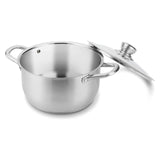 Stainless Steel 5QT Stock Pot with Tempered Glass Lid and Double Handles