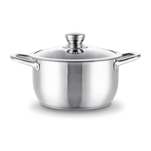 Stainless Steel 5QT Stock Pot with Tempered Glass Lid and Double Handles