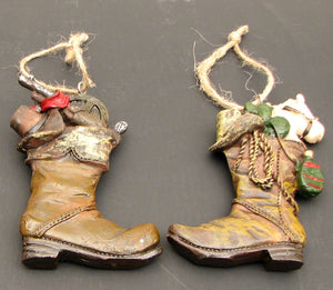 Resin Cowboy Boot Ornaments Set/2