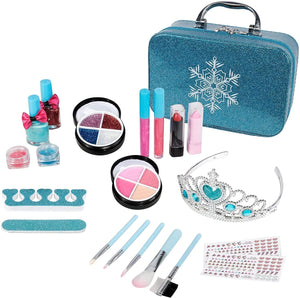 Kids Washable 21 Pcs Makeup Toy Set Girls Toys;  21 Pcs Makeup Toy Set;  Christmas Birthday Gift;  Blue