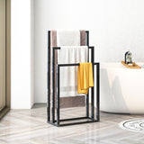 Metal Freestanding Towel Rack 3 Tiers Hand Towel Holder Organizer for Bathroom Accessories;  Black