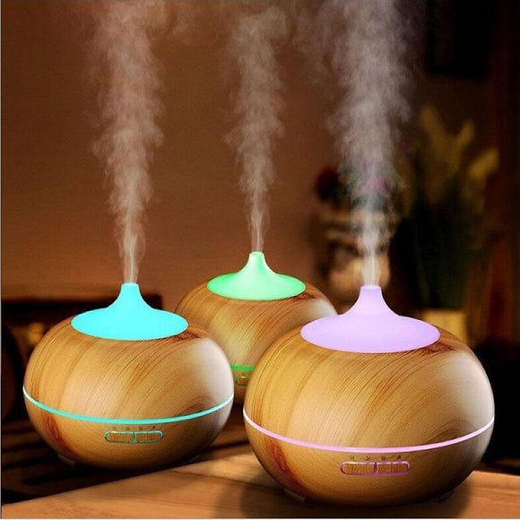 Mysterious Essential Oil Humidifier Natural Oak Design With Easy Remote