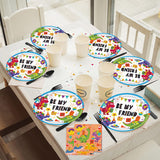 Dinosaur Plates Disposable Paper Plate Party Supplies Pack Birthday Dinnerware Serves 16 for Boy Kids Perfect Tableware Includes Plates; Napkins; Forks 68PCS