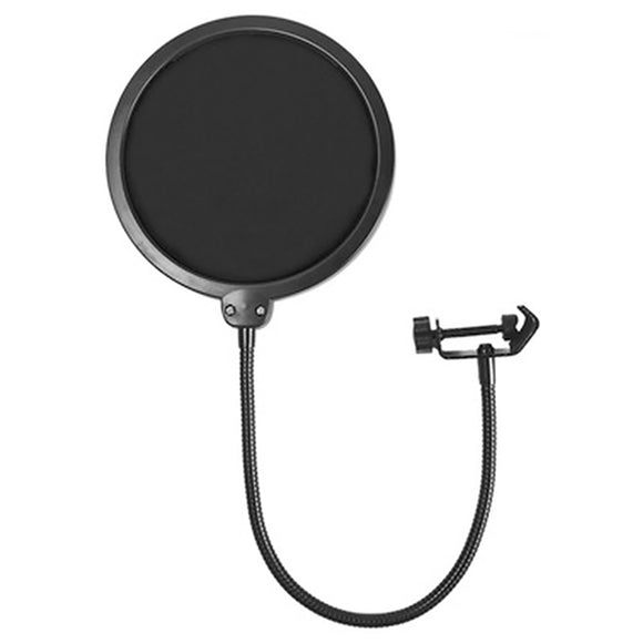 Professional Microphone Pop Filter Shield Compatible Dual Layered Wind Pop Screen with A Flexible 360 Degree Gooseneck Clip Stabilizing Arm 5 Core Ratings